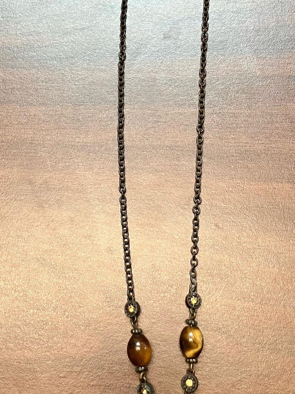 Vintage-Inspired Brown Tiger's Eye Pendant Necklace I Believe It Is By Avon View 3